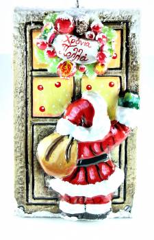 Χειροποίητη κέρινη πόρτα με στεφάνι Άγιος Βασίλης 23*14