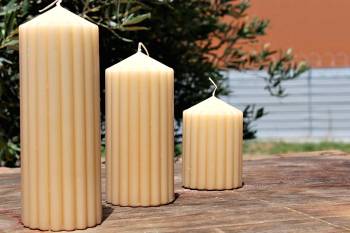 Αρωματικό ραβδωτό κερί εκρού με άρωμα βανίλια 7x20