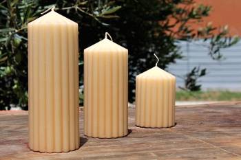 Αρωματικό ραβδωτό κερί εκρού με άρωμα βανίλια 7x15