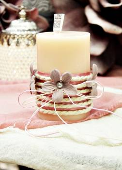 Αρωματικό κερί στολισμένο με κορδόνι και σάπιο μήλο λουλούδια 6.50x10cm