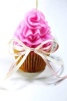 Κέρινο cup cake ροζ- καφέ 8*5 cm