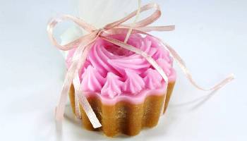 Κέρινο cup cake ροζ-καφέ 6*4 cm