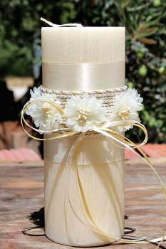 Σαγρέ χειροποίητο κερί με λευκά λουλούδια 8x10 0516144