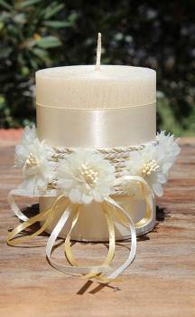 Σαγρέ χειροποίητο κερί με εκρού λουλούδια 8x15 0516144