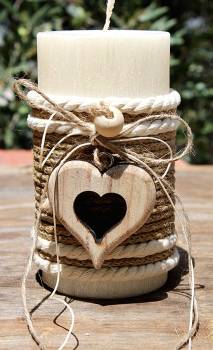 Χειροποίητο σαγρέ κερί με ξύλινη καρδιά 8x10 0519599