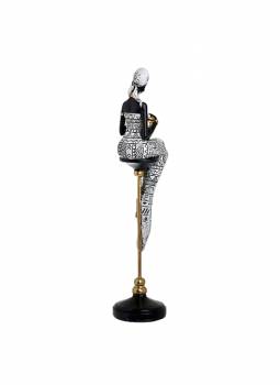 Διακοσμητικό Αγαλματίδιο Πολυρητίνης Γυναικεία Φιγούρα Μαύρη 11x10x43cm