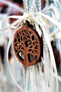 Μπομπονιέρα γάμου κρεμαστή ξύλινο δέντρο ζωής