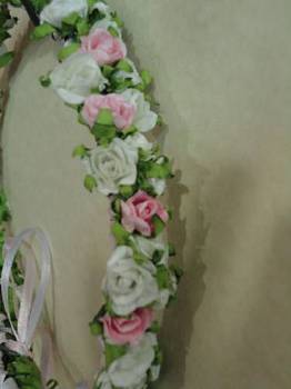 Στεφανάκι λουλουδάκια ροζ-λευκό